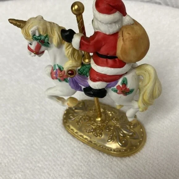 Vintage Scarborough Fair Santa Clause on a unicorn carousel with jewel accents - Picture 8 of 10